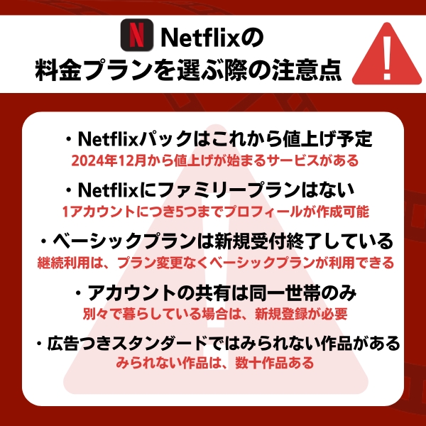 Netflixのプラン選択の注意点