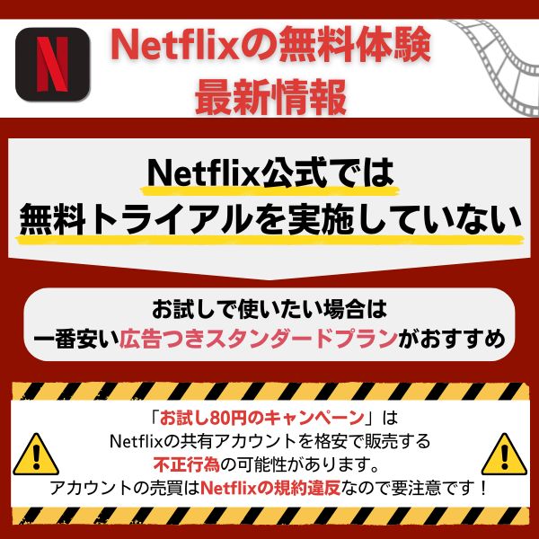 Netflixの無料体験の最新情報