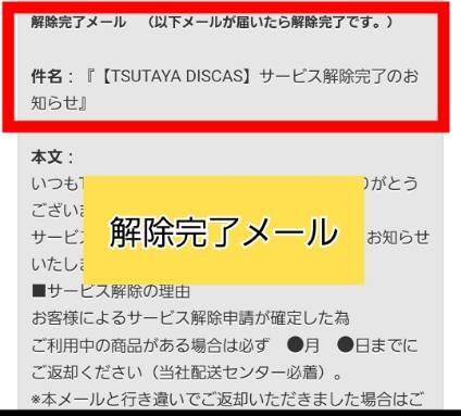 TSUTAYA DISCAS解約完了メール