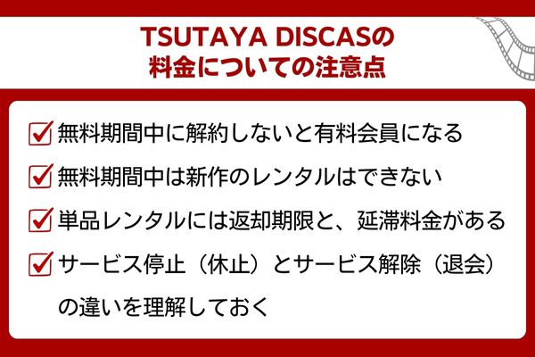 ツタヤディスカス 料金 注意点