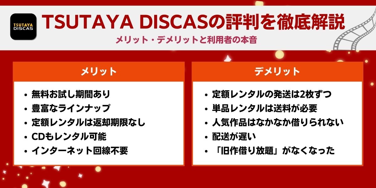 TSUTAYA DISCASの評判を徹底解説｜メリット・デメリットと利用者の本音